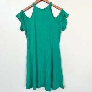 NEW Shiela Rose Cold Shoulder Mini Dress Pockets Women's SIZE Medium Green